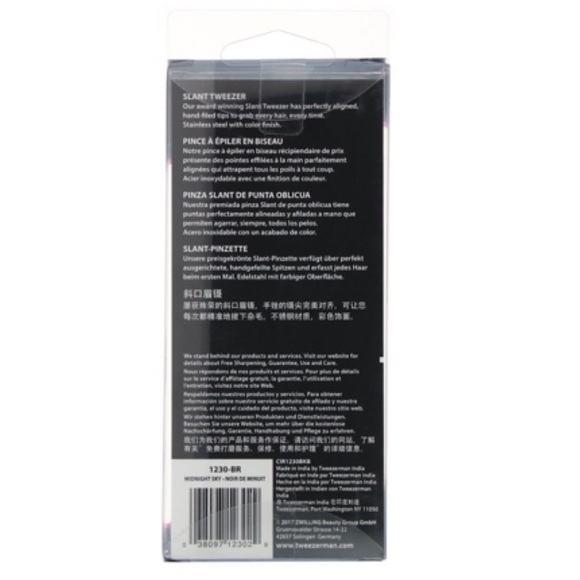 TWEEZERMAN Stainless Steel Slant Tip Tweezer, Hand File Tool Midnight Sky Black - Picture 6 of 6